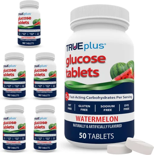 Miniatura 44 de TRUEplus® Tabletas de glucosa, sabor surtido (uva, frambuesa, naranja), botella de 50 unidades (1)