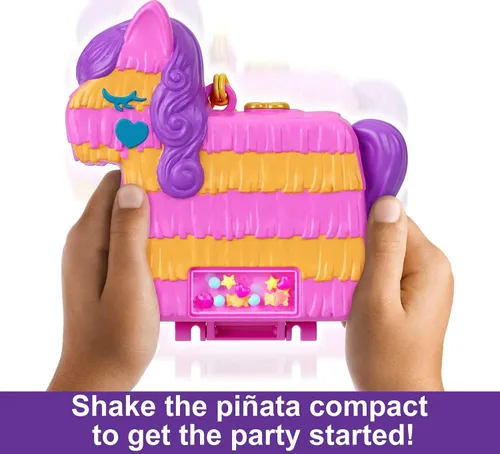 Miniatura 3 de Polly Pocket Juego compacto, fiesta de piñata con 2 micro muñecas y accesorios, juguetes de viaje con revelaciones sorpresa