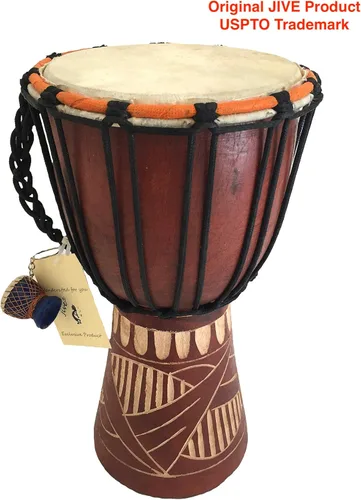 Miniatura 3 de JIVE Brand Djembe - Tambor de madera africana Bongo Congo de calidad profesional con base pesada/incluye llavero de tambor
