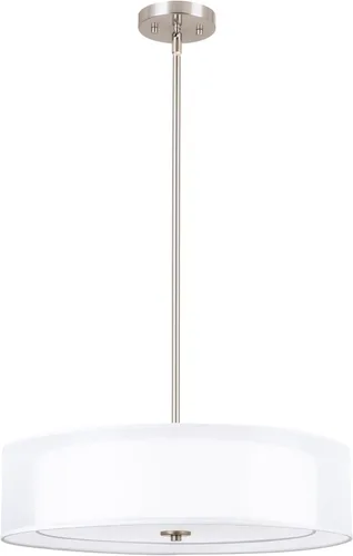 Revel lindos Lámpara moderna de 3 luces y doble tambor, 20 pulgadas de vidrio de carga doble, stem-hung con altura ajustable (acabado en níquel