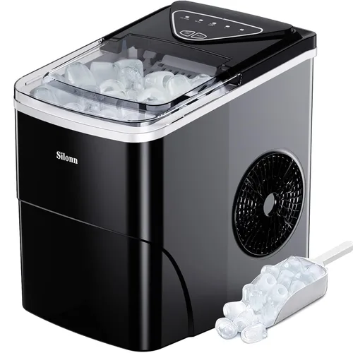Miniatura 10 de Máquina de hielo Nugget para encimera, Silonn máquina de hielo de pellets masticables con función de autolimpieza, 33 libras/24H máquinas de hielo