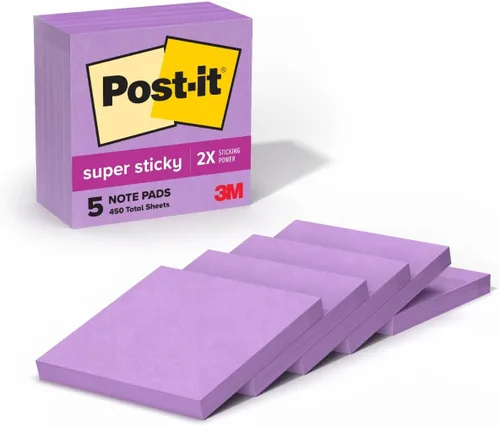 Notas superadhesivas de Post-it, 3 x 3 pulgadas, mulberry Infusión de iris