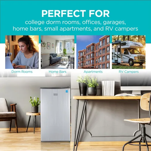 Miniatura 7 de BLACK+DECKER Refrigerador compacto de 3.2 pies cúbicos, refrigerador pequeño ENERGY STAR, mini refrigerador de una sola puerta con compartimento