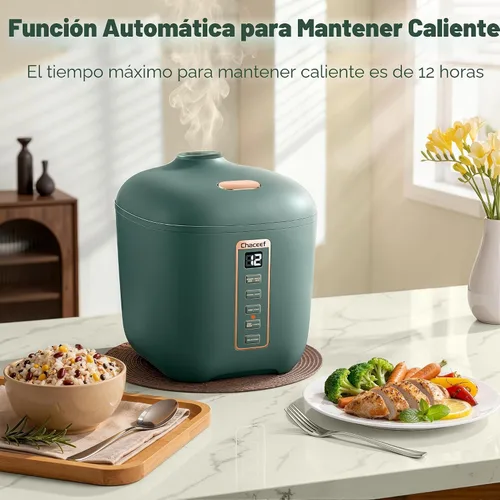 Miniatura 5 de CHACEEF Mini arrocera de 2 tazas sin cocinar, olla arrocera de 1.2 L, pequeña máquina de arroz portátil antiadherente de viaje, sin BPA, cocina