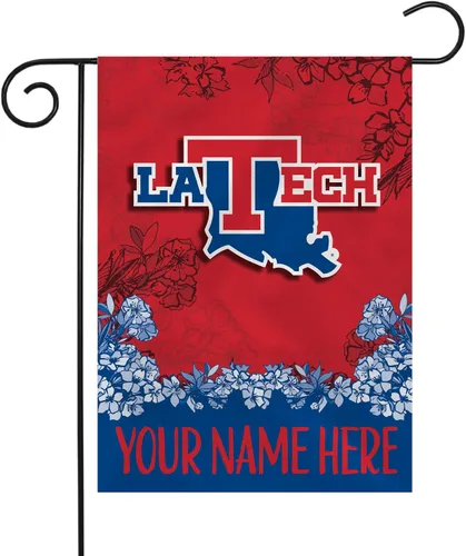 Rico Industries Bandera de jardín personalizada estándar/primaria de la NCAA Louisiana Tech Bulldogs - 01