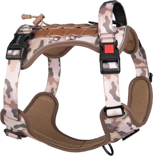 Miniatura 7 de PHOEPET Arnés táctico sin tirones para perro, chaleco de servicio con paneles Molle y bucle, fácil control con asa para perros pequeños (negro, S)
