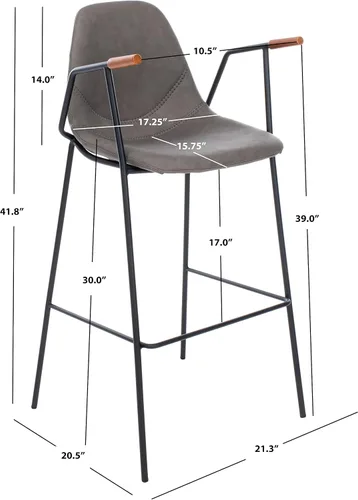 Miniatura 3 de Safavieh Home Collection Tanner Taburete de bar gris ceniza Mid-Century
