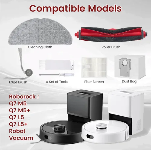 Miniatura 2 de Kit de accesorios de 24 piezas para Roborock Q7 M5+, Q7 L5+, robot aspirador, 1 cepillo principal, 4 filtros, 4 almohadillas de fregona, 6 cepillos