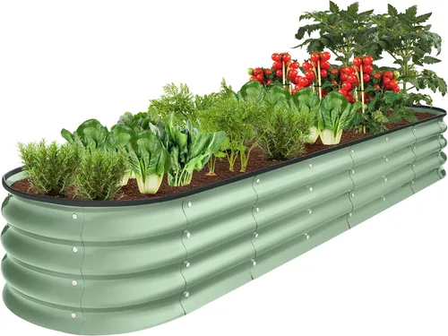 Miniatura 8 de Best Choice Products Cama de jardín elevada de metal para exteriores de 8 x 2 x 1 pies, maceta ovalada de raíces profundas para verduras, flores