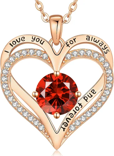 Miniatura 117 de LOUISA SECRET Love Heart Birthstone Necklaces for Women, Birthday Gift for Women, Anniversary Jewelry for Wife Her, 925 Sterling Silver Pendant