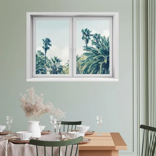 Miniatura 12 de SIGNWIN Adhesivo de pared removible/mural de pared para ventana, vegetación exuberante y árboles iluminados por el sol, fotografía, realismo
