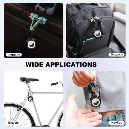 Miniatura 6 de Llavero Airtag con cerradura de combinación de 3 dígitos para equipaje, maleta, mochila, taquillas, cerraduras de equipaje de viaje, cerradura