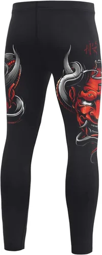 Miniatura 3 de O2TEE Máscara Samurai Grappling Spats Mallas de compresión Pant- Running BJJ, MMA, Muay Thai