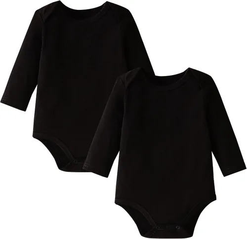 DEFAHN Paquete de 2 mamelucos unisex para bebé, viscosa súper suave de bambú, unicolor de manga larga para bebés niños y niñas