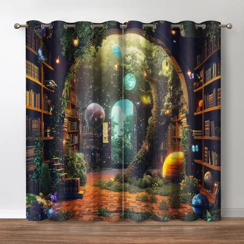 Miniatura 13 de Jekeno - Cortinas opacas de cine para dormitorio, sala de estar, carrete de película con estampado rojo y negro, con ojales, juego de 2 paneles, 52