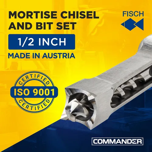 Miniatura 2 de Fisch Juego de cincel y broca para embutir – 1/2 pulgadas de diámetro x 5/8 pulgadas x 7-1/4 pulgadas OAL – Cincel de embutir cuadrado hueco