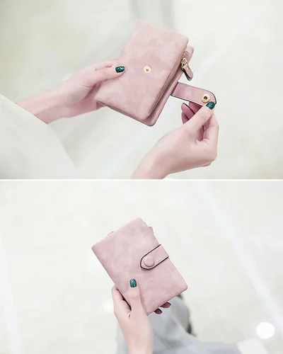 Miniatura 2 de Carteras para mujer, plegables, pequeñas, de piel suave, Rfid, billeteras triples para mujer, billeteras para mujer, mini cartera de mano