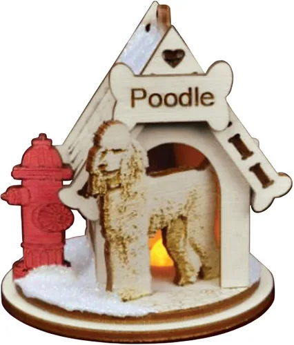 Miniatura 15 de Basset Hound Dog Tea Light Display Adorno de Navidad de madera para árbol de Navidad