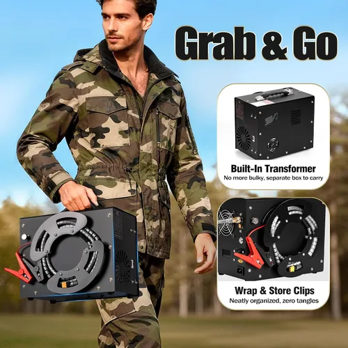 Miniatura 9 de TUXING Compresor de aire PCP, diseño de carrete de bobinado portátil, compresor de pistola de aire PCP con convertidor de potencia integrado, parada