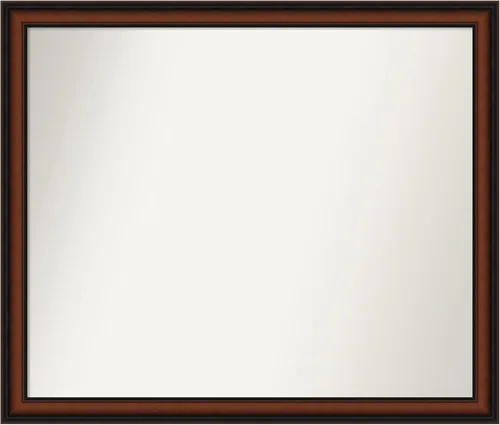 Miniatura 517 de Amanti Art Espejo de pared personalizado no biselado (24 x 27 pulgadas), marco estrecho de nogal chipre - varios tamaños personalizados - Espejo