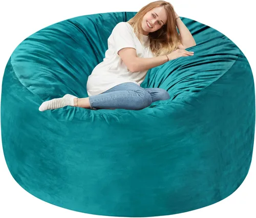 Miniatura 86 de Homguava - Sillón puff de 3 pies Sillón estilo puff grande de 3 pulgadas con relleno de espuma viscoelástica, sofá suave con funda de terciopelo