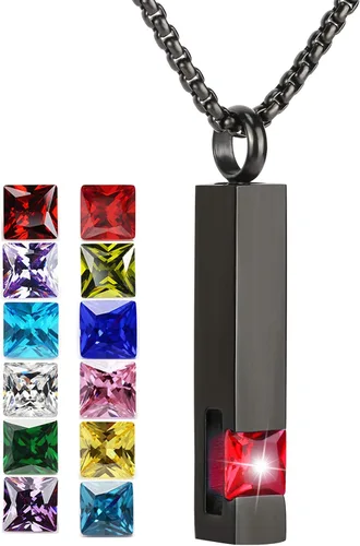 Miniatura 57 de YOUFENG collar con urna para cenizas, cubos de piedras natales, urna para cenizas humanas, collar de urna de cremación, relicario, recuerdo