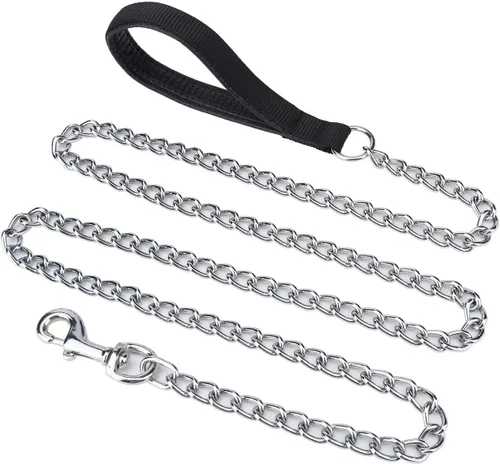 Cadena de metal resistente de 6 pies para perro, correa de perro a prueba de mordidas con mango acolchado para perros grandes y medianos Agarradera
