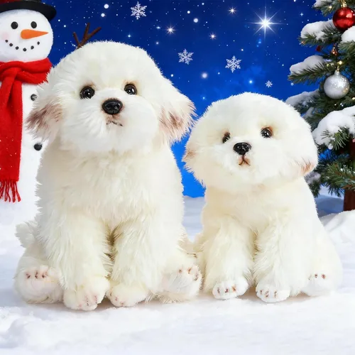 Miniatura 7 de HollyHOME Peluche maltés realista de perro maltés, regalo para mascotas, 13 pulgadas