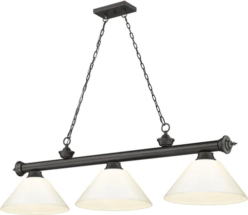 Miniatura 9 de Z-Lite 2306-3BP-PWH - Colgante de billar con cordón, 3 luces, 180 vatios totales, chapado en bronce
