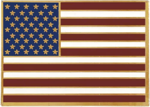 Miniatura 5 de Insignia de solapa con bandera americana, enchapada en oro, rectangular., oro con revestimiento de latón, goldrectangleUSAmade1776