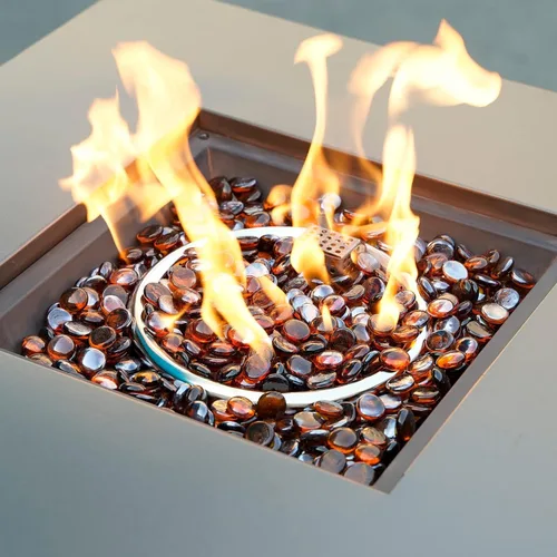 Miniatura 6 de onlyfire Cuentas de vidrio planas para hoguera de propano, rocas de vidrio reflectantes de 1/2 pulgada, canicas planas de 10 libras para chimenea