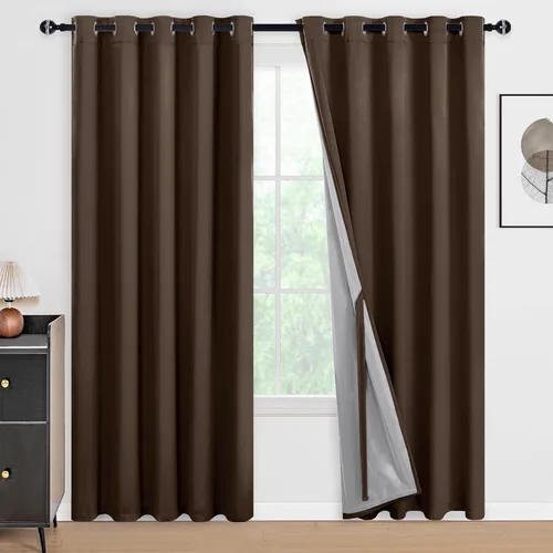Miniatura 31 de DWCN Cortinas 100% opacas de 84 pulgadas de largo para dormitorio con forro negro, paneles de cortina de ventana de doble capa con aislamiento Azul