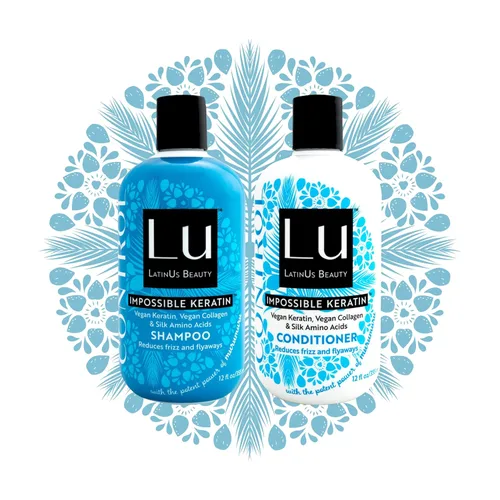 LatinUs Beauty Dúo CONTROL Anti-frizz con Keratina Vegana para el cuidado del cabello. Shampoo Natural + Acondicionador con Mantequilla de Murumuru