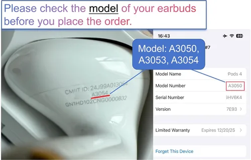 Miniatura 3 de Repuesto de auricular derecho Genius One A3050 A3053 A3054 para Pods 4, solo para el lado derecho, compatible con la funda de carga original Air 4