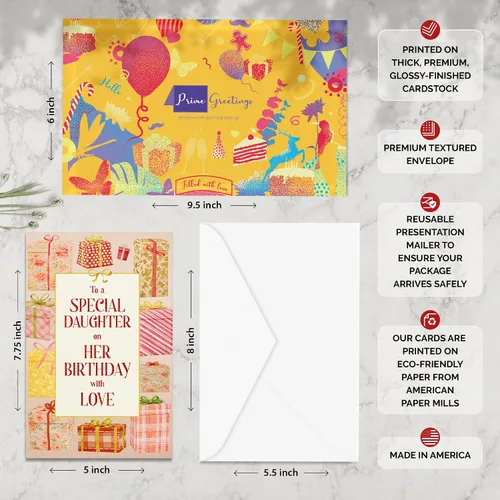 Miniatura 3 de Prime Greetings Tarjeta de cumpleaños para hija, hecha en Estados Unidos, tarjeta gruesa con sobre de primera calidad empaquetada en un correo