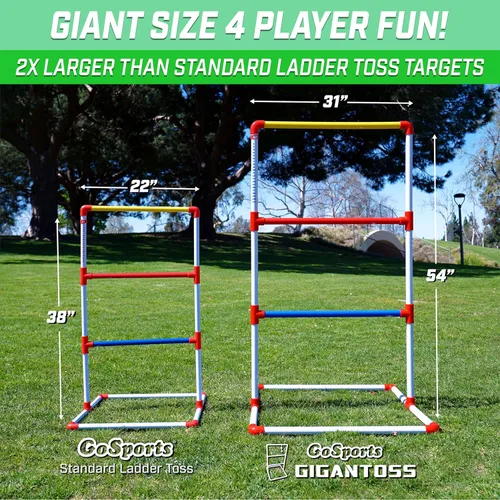 Miniatura 2 de GoSports Juego de lanzamiento de escalera prémium para exteriores con 6 bolos, estuche de transporte de viaje y rastreadores de puntuación, elige