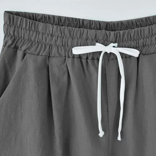 Miniatura 22 de Pantalones cortos sólidos con control de barriga, casuales, con cordón, cómodos, para mujer, pantalones cortos ligeros de verano para correr 2023