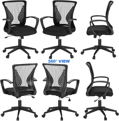 Miniatura 7 de Simple Home - Silla ergonómica de escritorio de oficina de malla, soporte lumbar, taburete ajustable ejecutivo moderno, silla giratoria para dolor