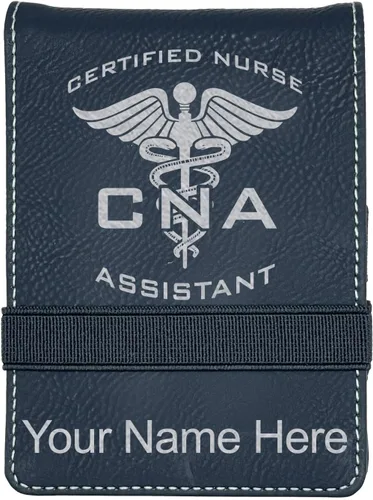 Miniatura 7 de LaserGram Mini padfolio con bloc de notas y bolígrafo, asistente de enfermera certificada por la CNA, grabado personalizado incluido (verde azulado)