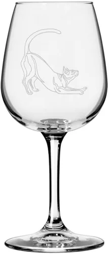 Miniatura 87 de Copa de vino de 12.75 onzas con temática de gato abisinio grabada para todo uso