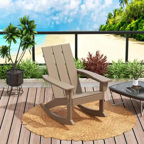 Miniatura 13 de WO Home Furniture Silla Mecedora de Patio al Aire Libre Tradicional HDPE Resistente a los Rayos UV (Negro)