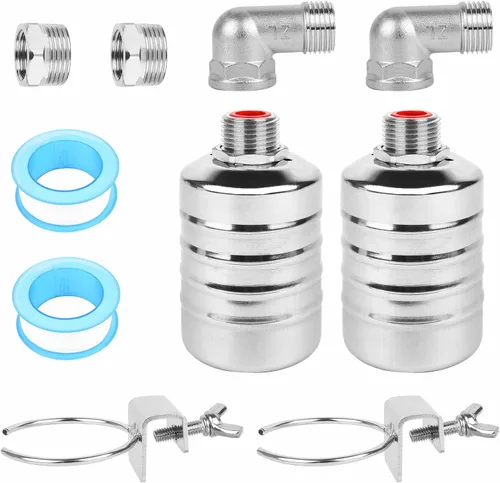 Paquete de 2 válvulas de flotador de agua, válvulas de flotador de control automático de nivel de agua de acero inoxidable, válvulas de flotador de