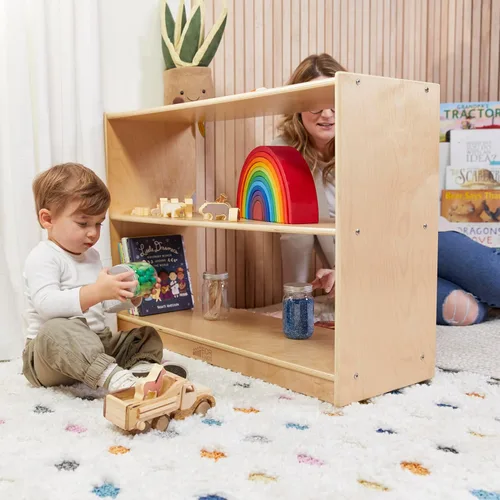 Miniatura 2 de ECR4Kids Gabinete de almacenamiento móvil de isla con 2 estantes, Muebles para aulas, Lavado gris