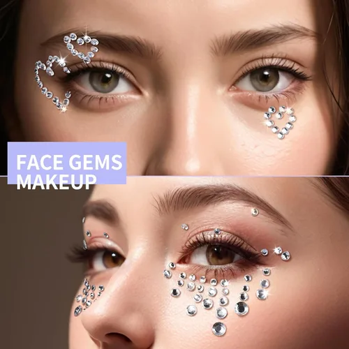Miniatura 4 de Teenitor Gemas Faciales Perlas para el Cabello Diamantes de Imitación para Maquillaje Festival Joyas Faciales Joyas para el Cabello, 1300PCS