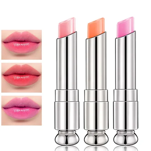 Miniatura 13 de 2 lápices labiales de gelatina de flores de cristal, lápiz labial transparente con flor en el interior, bálsamo labial teñido que cambia