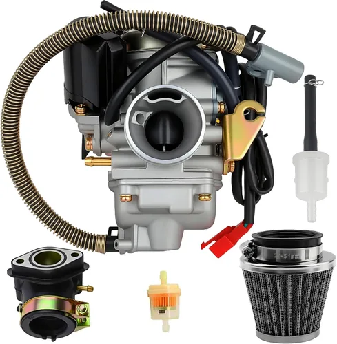 Carburador de 150cc con colector de admisión de filtro de aire para motores GY6 de 4 tiempos 150cc 125cc 152QMJ 157QMJ Motores Choke eléctrico