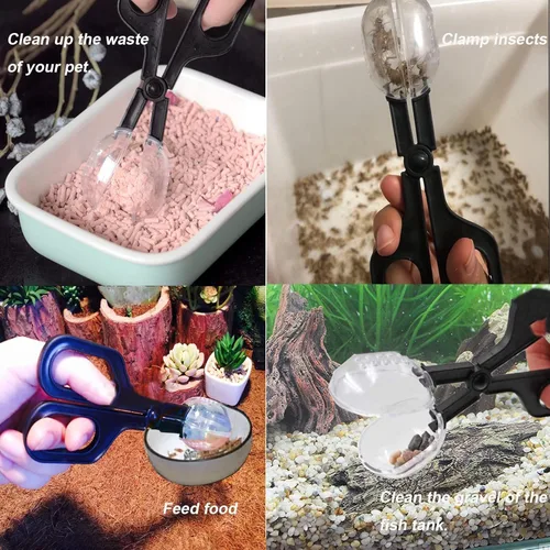 Miniatura 4 de Escoba de limpieza pequeña, herramienta de alimentación con cuchara, mini recogedor y cepillo, pinzas de acero inoxidable, limpiador de tanque