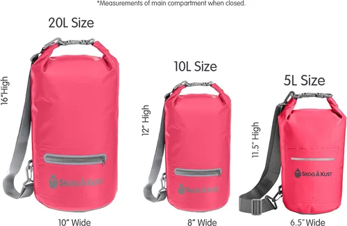 Miniatura 5 de Skog Å Kust DrySak - Bolsa impermeable con tapa enrollable para viajes y al aire libre - tamaños de 5, 10 y 20 litros Rosa