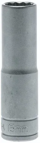Teng Tools 15MM 1/2 pulgada Drive 12 puntos métrico profundo cromo vanadio Socket | Herramienta mecánica | Herramienta de mano - M120615-C