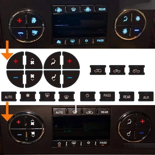 Miniatura 2 de AC Dash Accents - Kit de reparación de calcomanías de botón para fijar botones de control de aire acondicionado desteñidos arruinados – Repuesto
